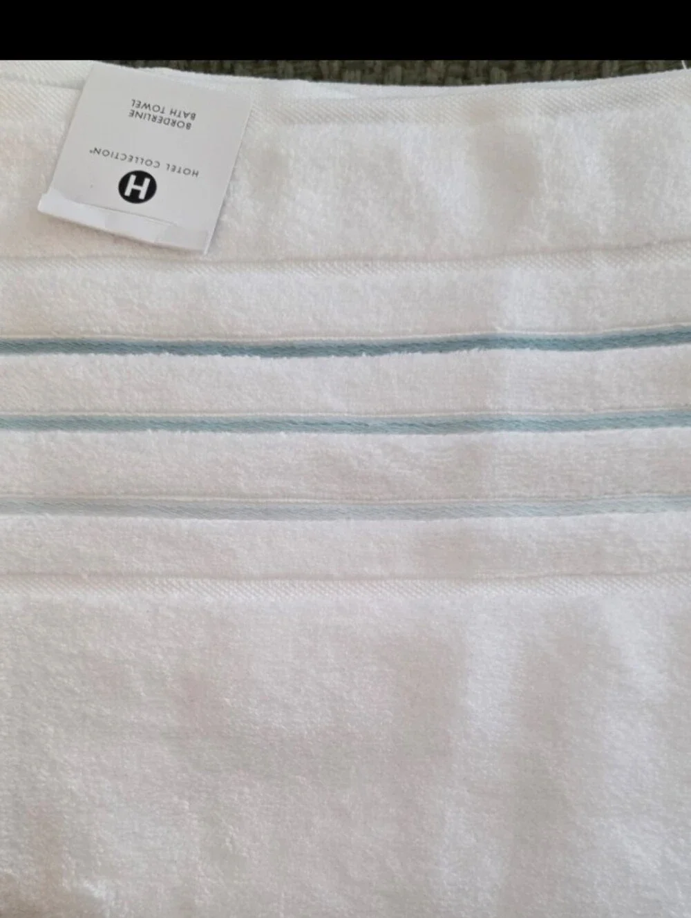 Hotel Collection White Towel with Light Blue Stripes